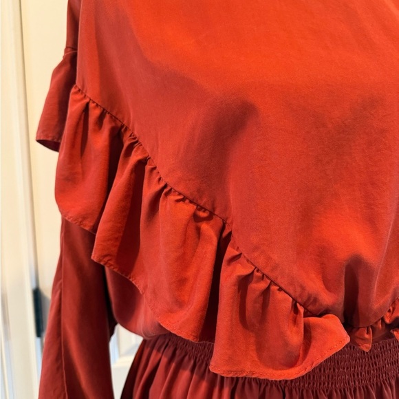 Gianni Bini Rust Blousson Ruffle Dress - Picture 8 of 9